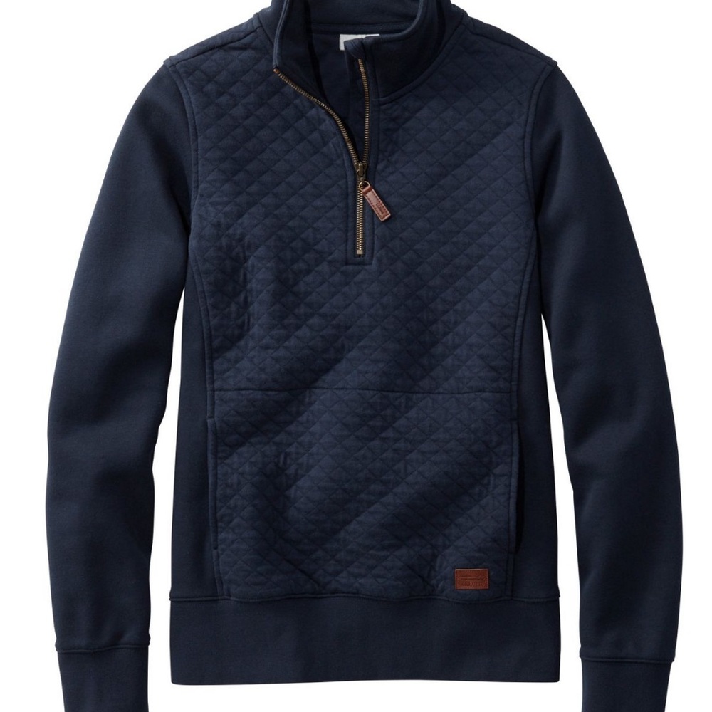 L Bean navy quarter zip size M